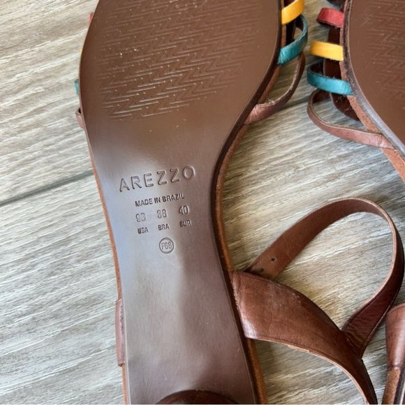 Arezzo Colourful Leather Huarache Strappy Sandal - Picture 12 of 13